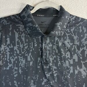 Nike Golf Performance Polo Shirt Men M Black Digital Camo AOP Stretch CU9533